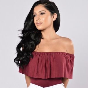 Burgundy Fashion Nova Happy Hour Bodysuit